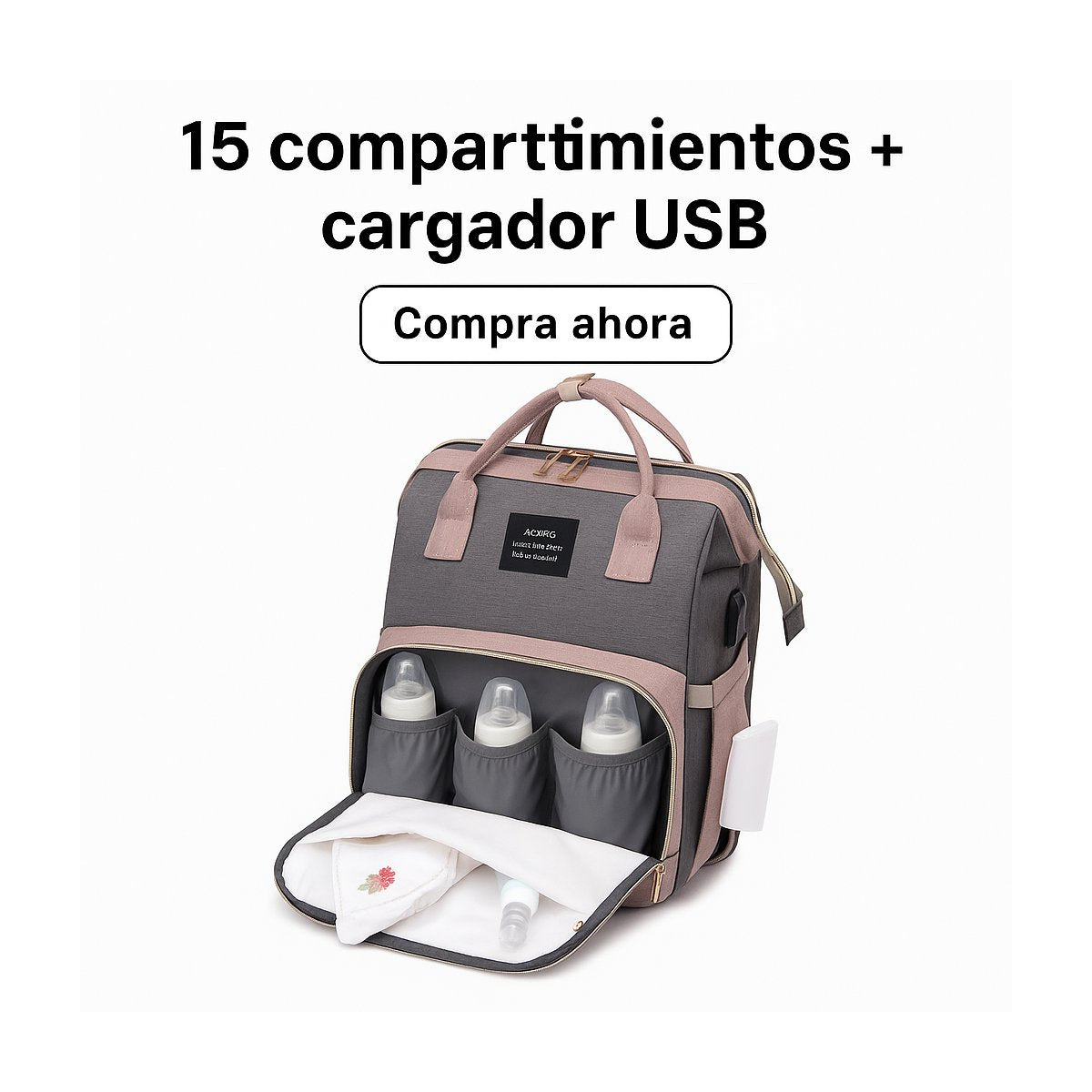 BabyGo Plus™ - Mochila 4 en 1 con cuna plegable y cambiador portátil + USB