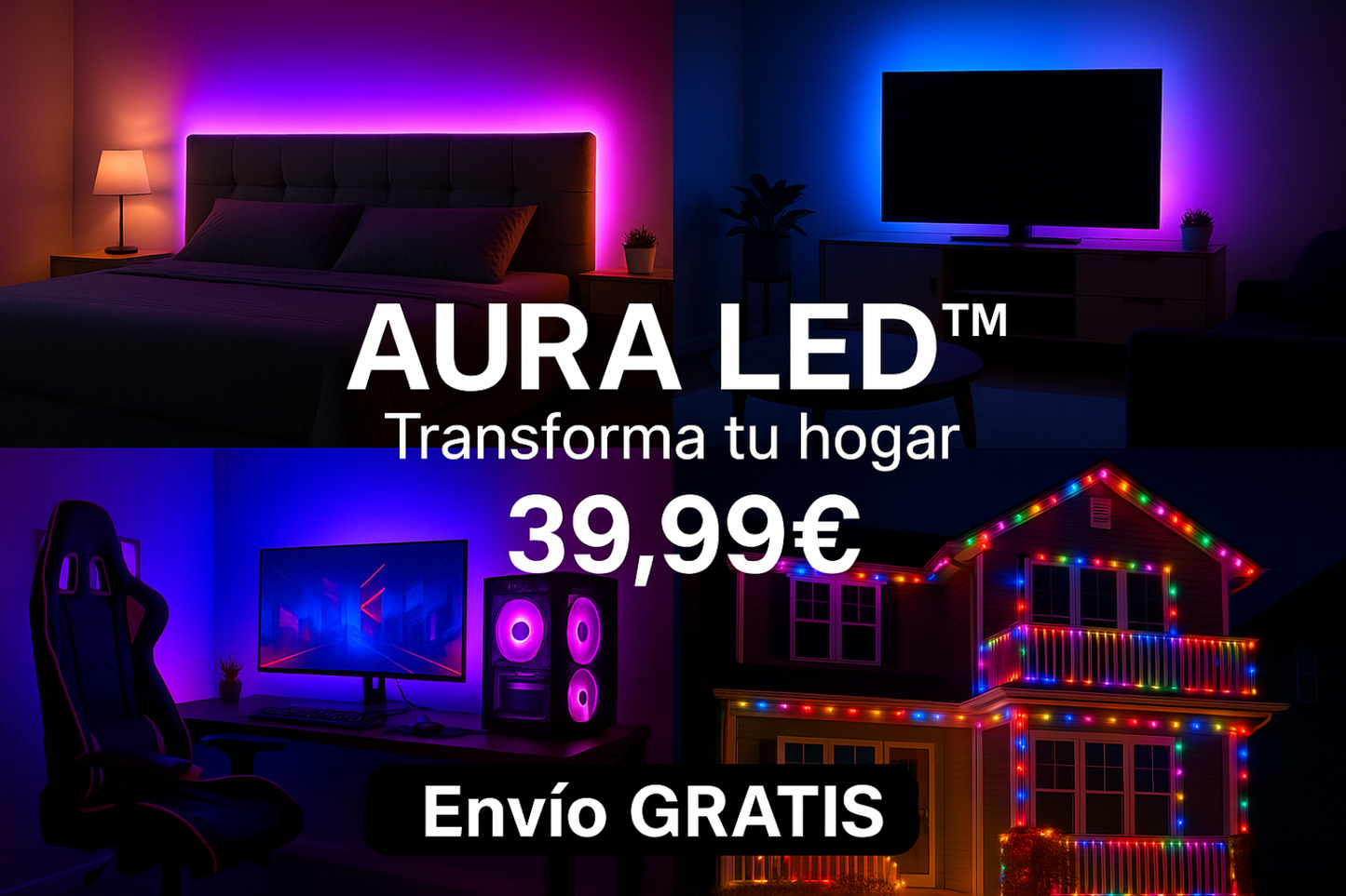 Banner promocional AURA LED formato cuadrado y más luminoso