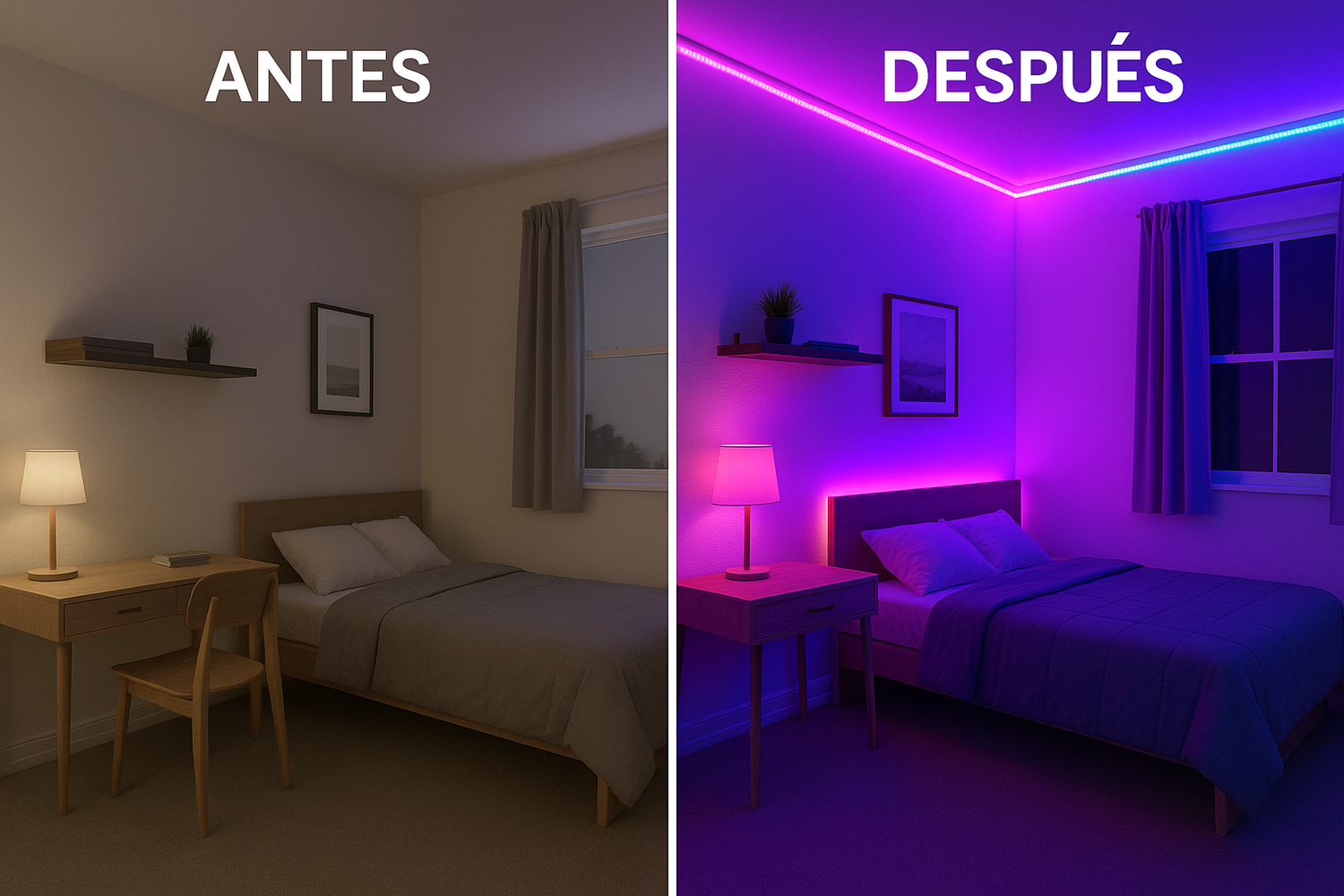 Antes y después AURA LED